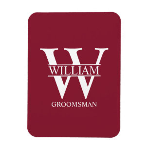 Personalized Groomsmen Monogram & Name Magnet