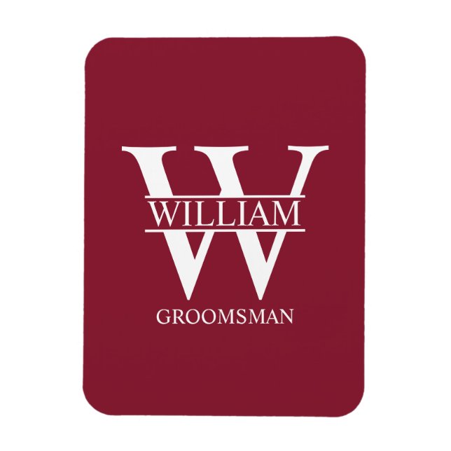 Personalized Groomsmen Monogram & Name Magnet (Vertical)