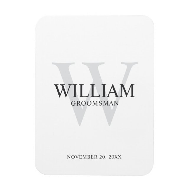 Personalized Groomsmen Monogram & Name Magnet (Vertical)