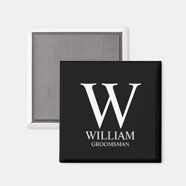 Personalized Groomsmen Monogram & Name Magnet (Front/Back)