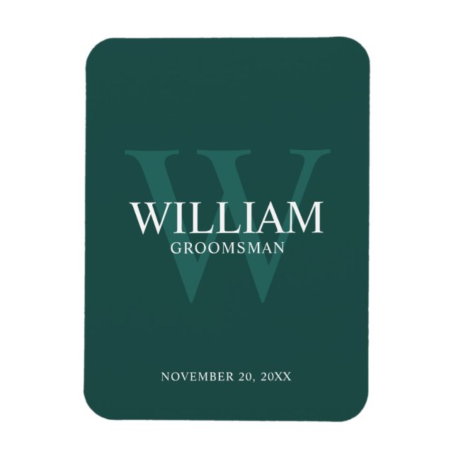 Personalized Groomsmen Monogram & Name Magnet (Vertical)
