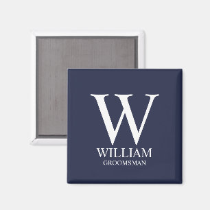 Personalized Groomsmen Monogram & Name Magnet