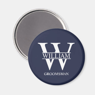 Personalized Groomsmen Monogram & Name Magnet
