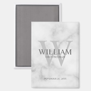 Personalized Groomsmen Monogram & Name Magnet