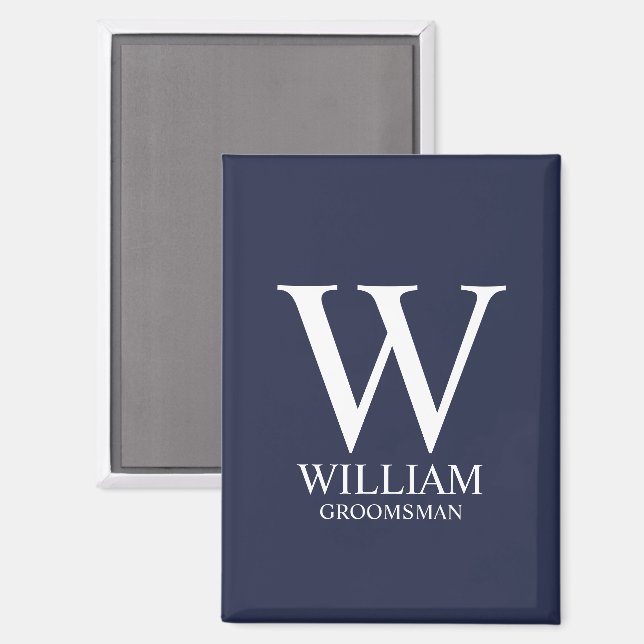 Personalized Groomsmen Monogram & Name Magnet (Front/Back)