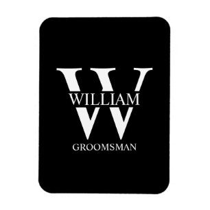 Personalized Groomsmen Monogram & Name Magnet