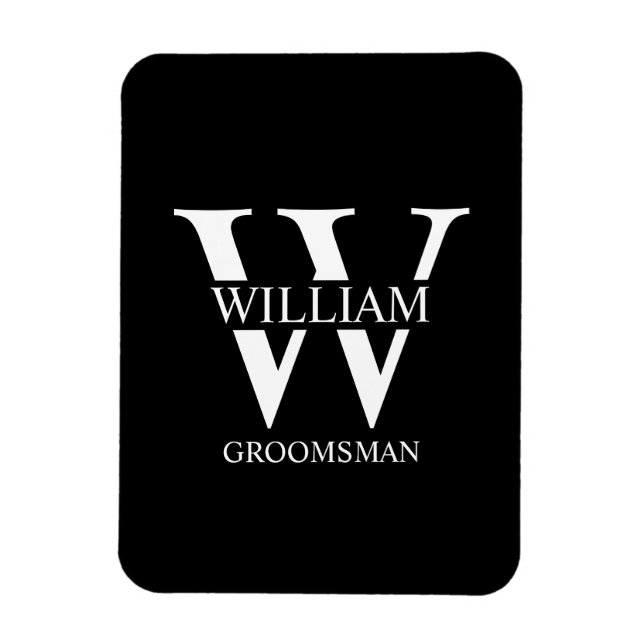 Personalized Groomsmen Monogram & Name Magnet (Vertical)