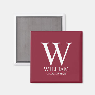 Personalized Groomsmen Monogram & Name Magnet