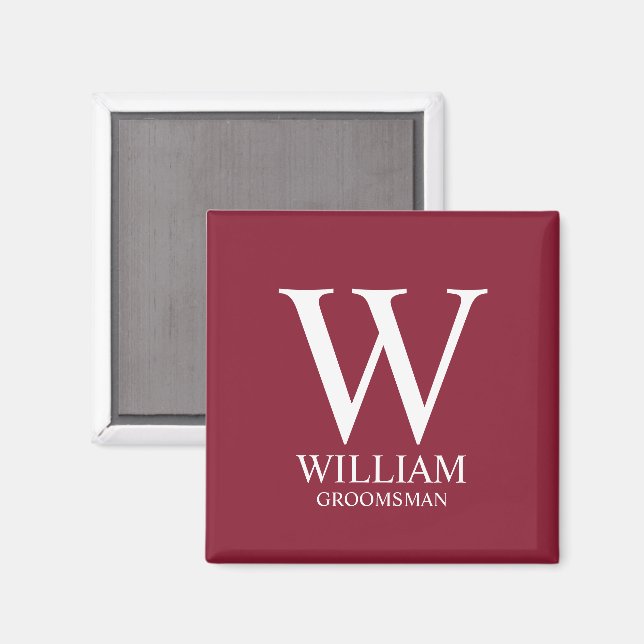 Personalized Groomsmen Monogram & Name Magnet (Front/Back)