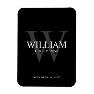 Personalized Groomsmen Monogram & Name Magnet