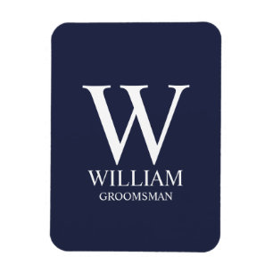 Personalized Groomsmen Monogram & Name Magnet