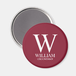 Personalized Groomsmen Monogram & Name Magnet