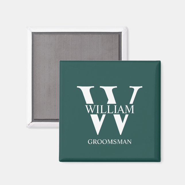 Personalized Groomsmen Monogram & Name Magnet (Front/Back)