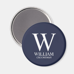 Personalized Groomsmen Monogram & Name Magnet