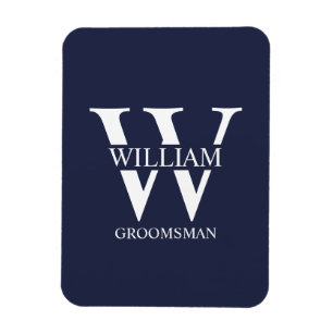 Personalized Groomsmen Monogram & Name Magnet