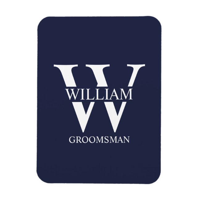 Personalized Groomsmen Monogram & Name Magnet (Vertical)