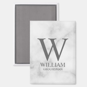 Personalized Groomsmen Monogram & Name Magnet