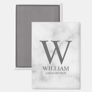 Personalized Groomsmen Monogram & Name Magnet