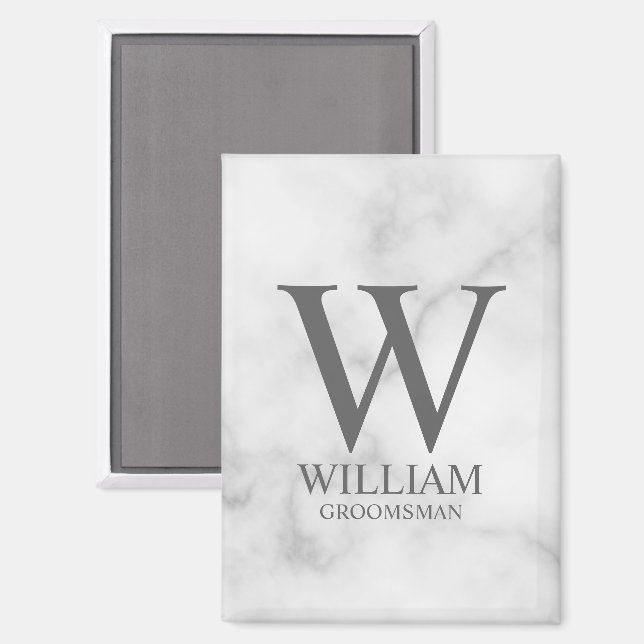 Personalized Groomsmen Monogram & Name Magnet (Front/Back)