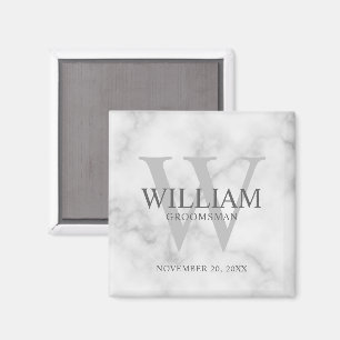 Personalized Groomsmen Monogram & Name Magnet