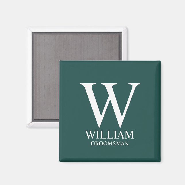 Personalized Groomsmen Monogram & Name Magnet (Front/Back)
