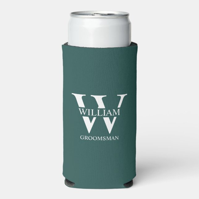 Personalized Groomsmen Monogram & Name Seltzer Can Cooler (Seltzer Front)