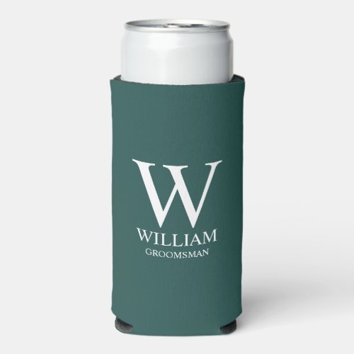 Personalized Groomsmen Monogram & Name Seltzer Can Cooler