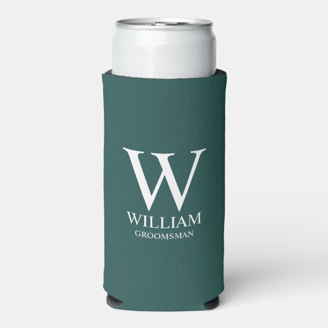 Personalized Groomsmen Monogram & Name Seltzer Can Cooler (Seltzer Front)