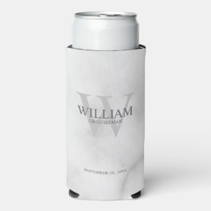Personalized Groomsmen Monogram & Name Seltzer Can Cooler