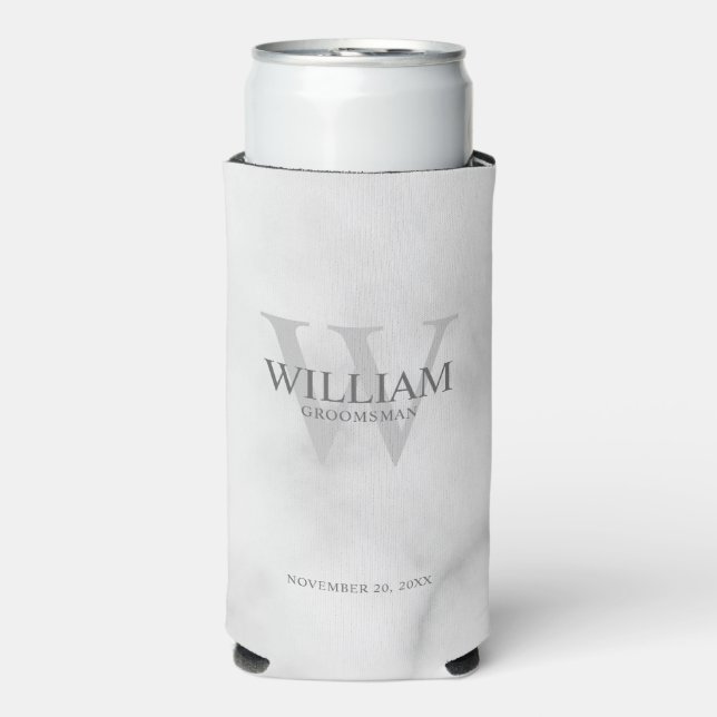 Personalized Groomsmen Monogram & Name Seltzer Can Cooler (Seltzer Front)