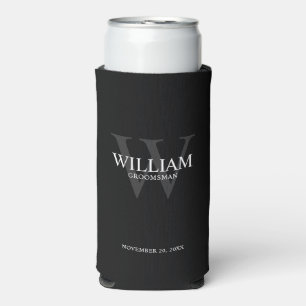 Personalized Groomsmen Monogram & Name Seltzer Can Cooler