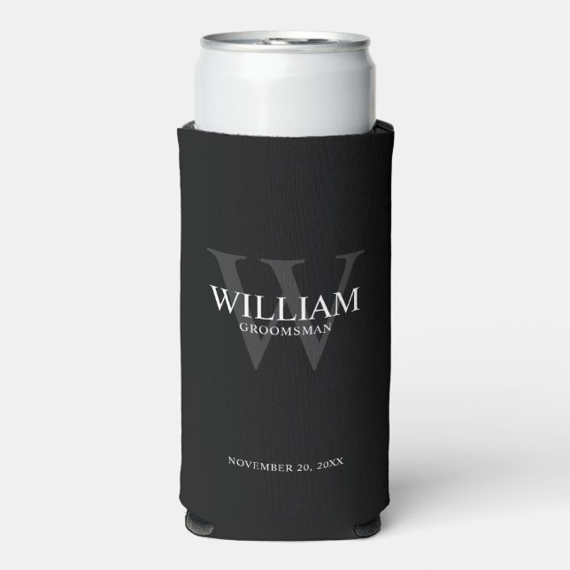 Personalized Groomsmen Monogram & Name Seltzer Can Cooler (Seltzer Front)