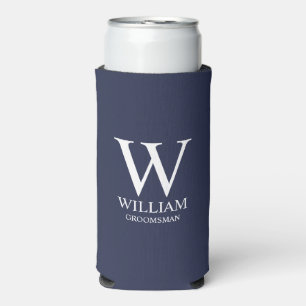 Personalized Groomsmen Monogram & Name Seltzer Can Cooler