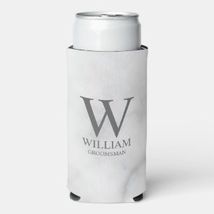 Personalized Groomsmen Monogram & Name Seltzer Can Cooler