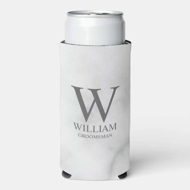 Personalized Groomsmen Monogram & Name Seltzer Can Cooler (Seltzer Front)