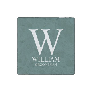 Personalized Groomsmen Monogram & Name Stone Magnet