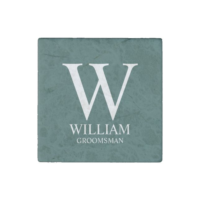 Personalized Groomsmen Monogram & Name Stone Magnet (Front)