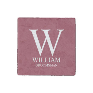 Personalized Groomsmen Monogram & Name Stone Magnet