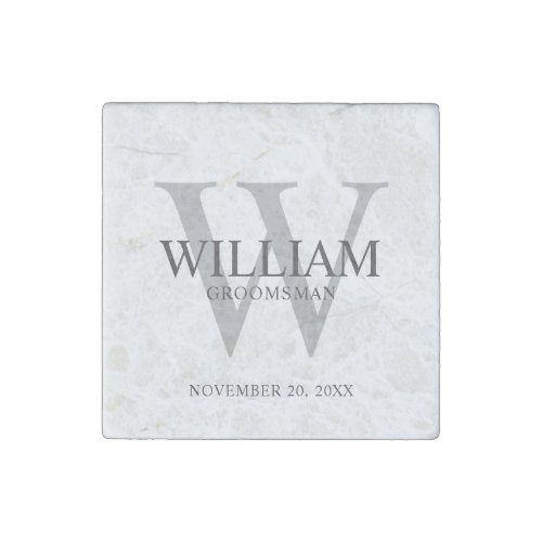 Personalized Groomsmen Monogram & Name Stone Magnet