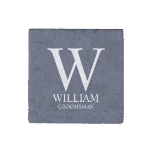 Personalized Groomsmen Monogram & Name Stone Magnet