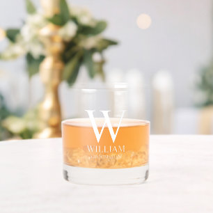Personalized Groomsmen Monogram & Name Whiskey Glass