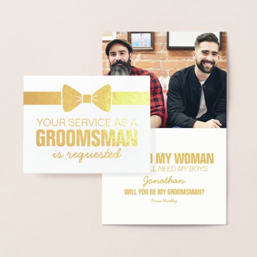 Personalized Groomsmen Photo  Groomsman Requested Foil Card