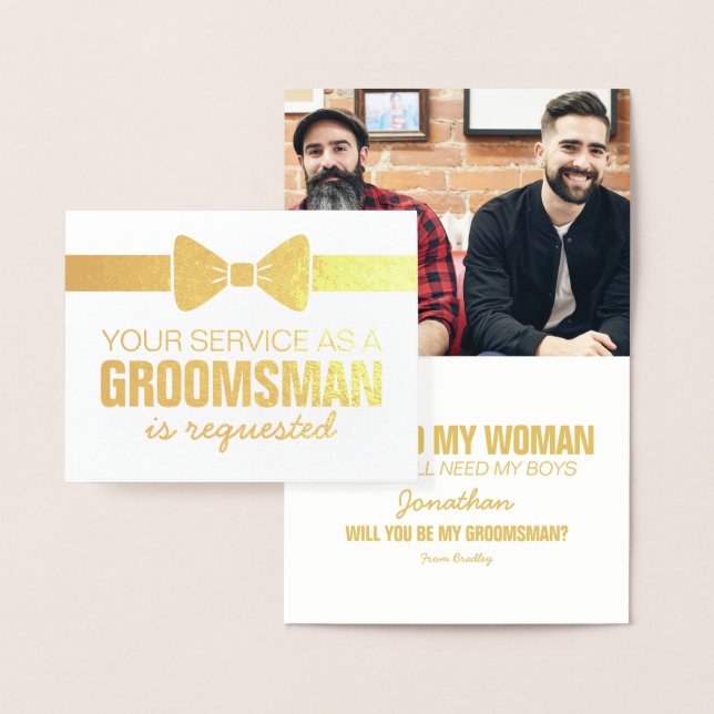 Personalized Groomsmen Photo | Groomsman Requested Foil Card (Display)