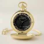Personalized Groomsmen Pocket Watch<br><div class="desc">Vintage,  chic,  elegant black and gold personalized pocket watch for groomsmen.</div>