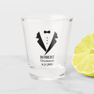 Personalized Groomsmen Tuxedo Shot Glass
