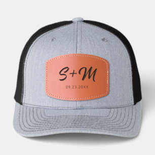 Personalized Groomsmen Wedding Bridal Party Couple Leather Patch Hat