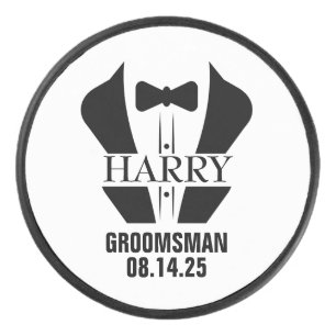 Personalized Groomsmen Wedding Party Custom Hockey Puck