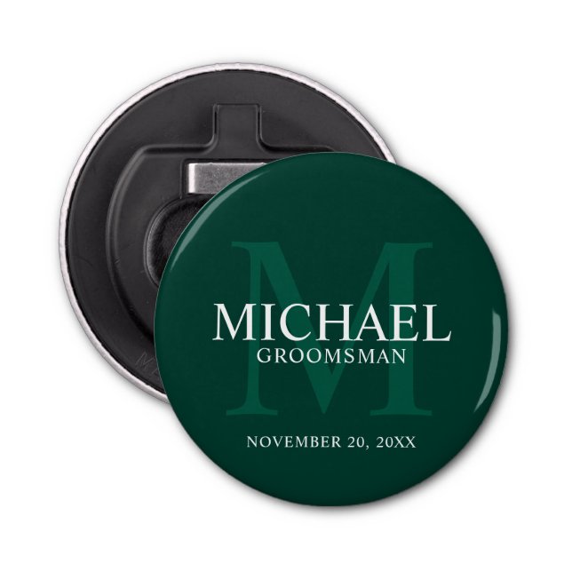 Personalized Groomsmen's name and monogram Bottle Opener (Front)