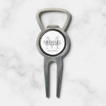 Personalized Groomsmen's name and monogram Divot Tool<br><div class="desc">Add a personal touch to your wedding with personalized groomsmen divot tool. This divot tool features personalized groomsman's name with title and wedding date in grey and monogram in light grey as background, in classic serif font style, on white background. Also perfect for best man, father of the bride, ring...</div>