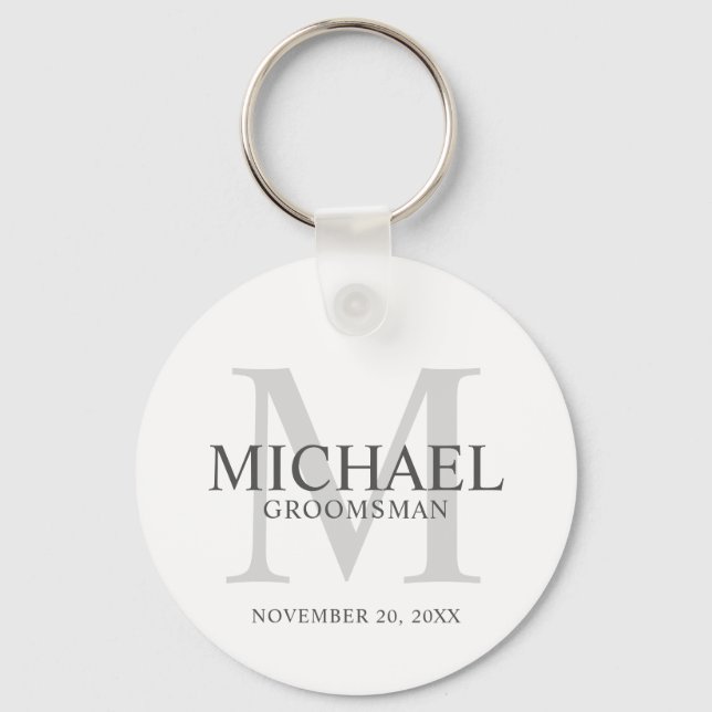 Personalized Groomsmen's name and monogram Keychain (Front)